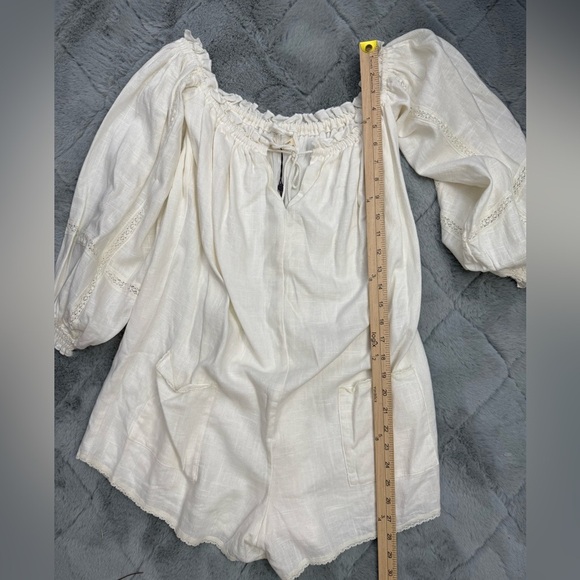 SPELL White Linen Romper | Size XS | NWT | Boho Luxe White Lace Playsuit - Picture 10 of 16